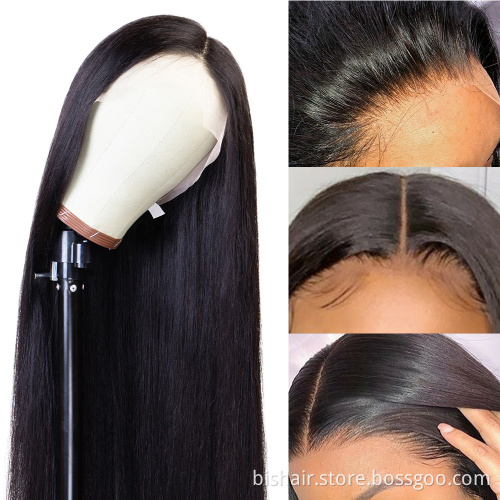 13x4T Front Lace Wig Straight Hair Brazilian Real Hair Lace Closing Wig, Suitable for Women 150% Density Natural Color Hair